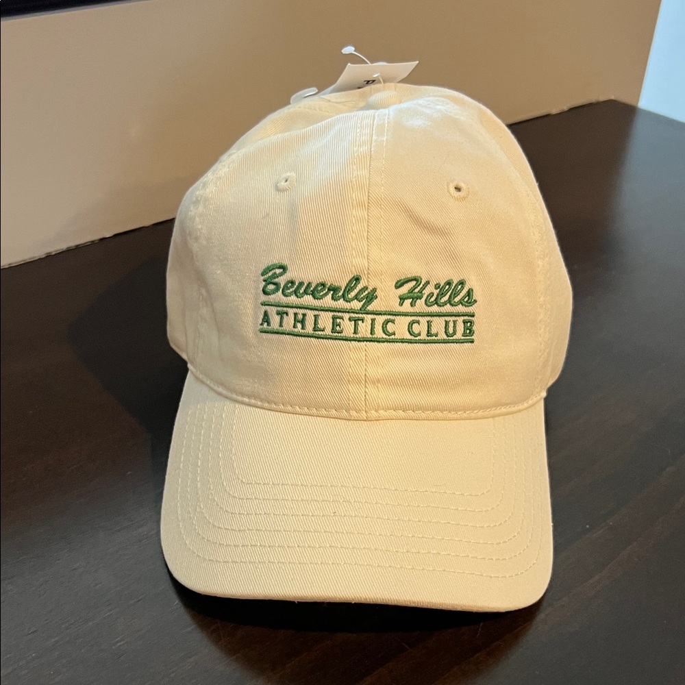 NWT * Beverly Hills Polo Club Cream Baseball Cap with Green Embroidery
